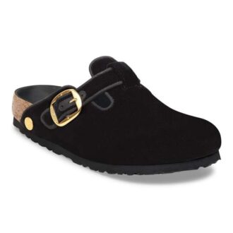 Boston Big Buckle Piping Rivet Logo Textile Velvet Black